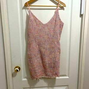 Pink tweed mini dress